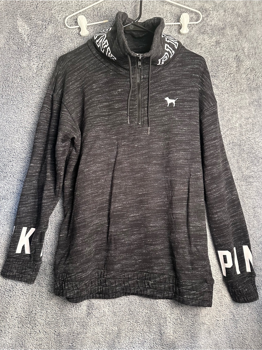 PINK Victoria’s Secret gray half zip sweatshirt lmtd edt. Size XS like new